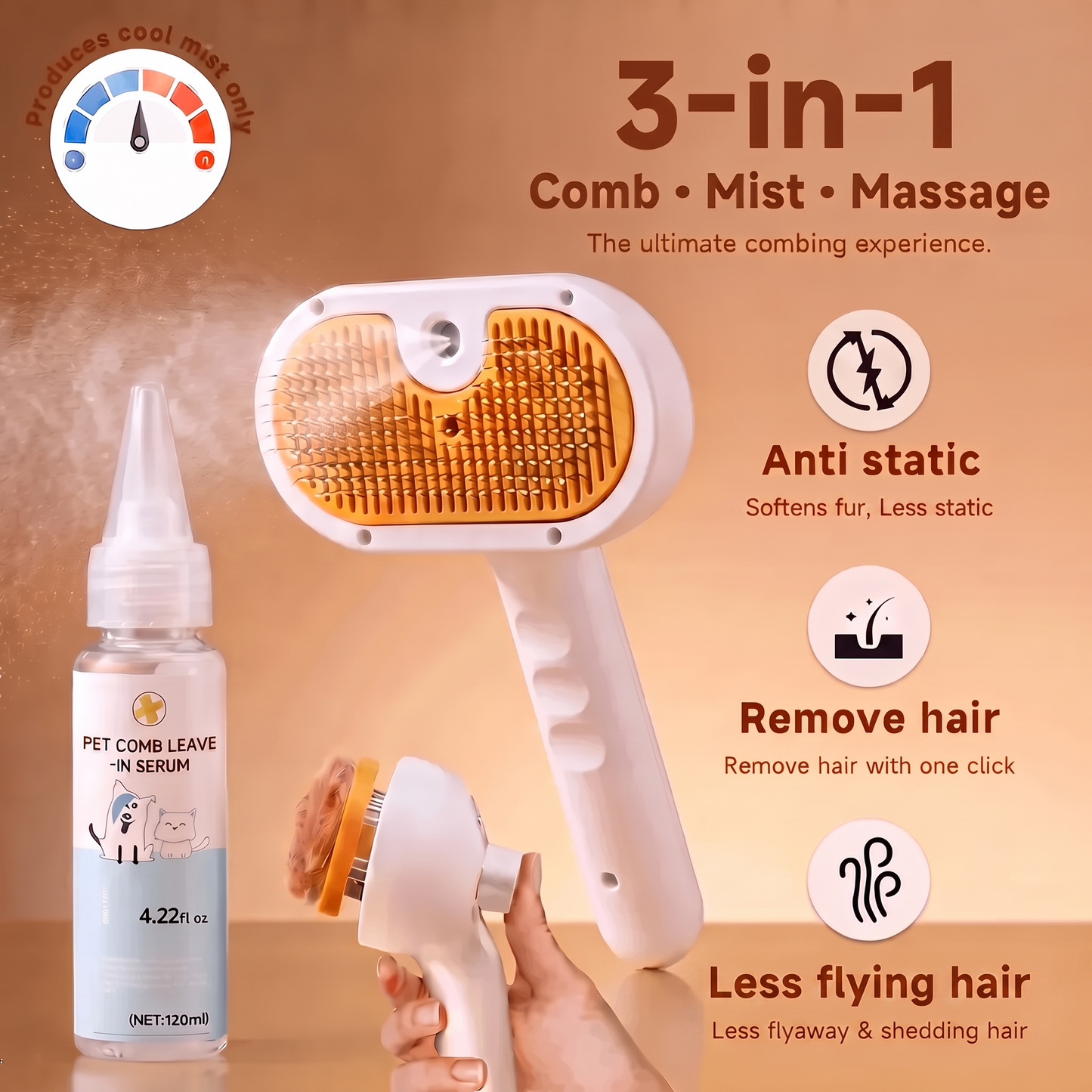 PawMist™ 3-in-1 Steam Brush for Cats & Dogs