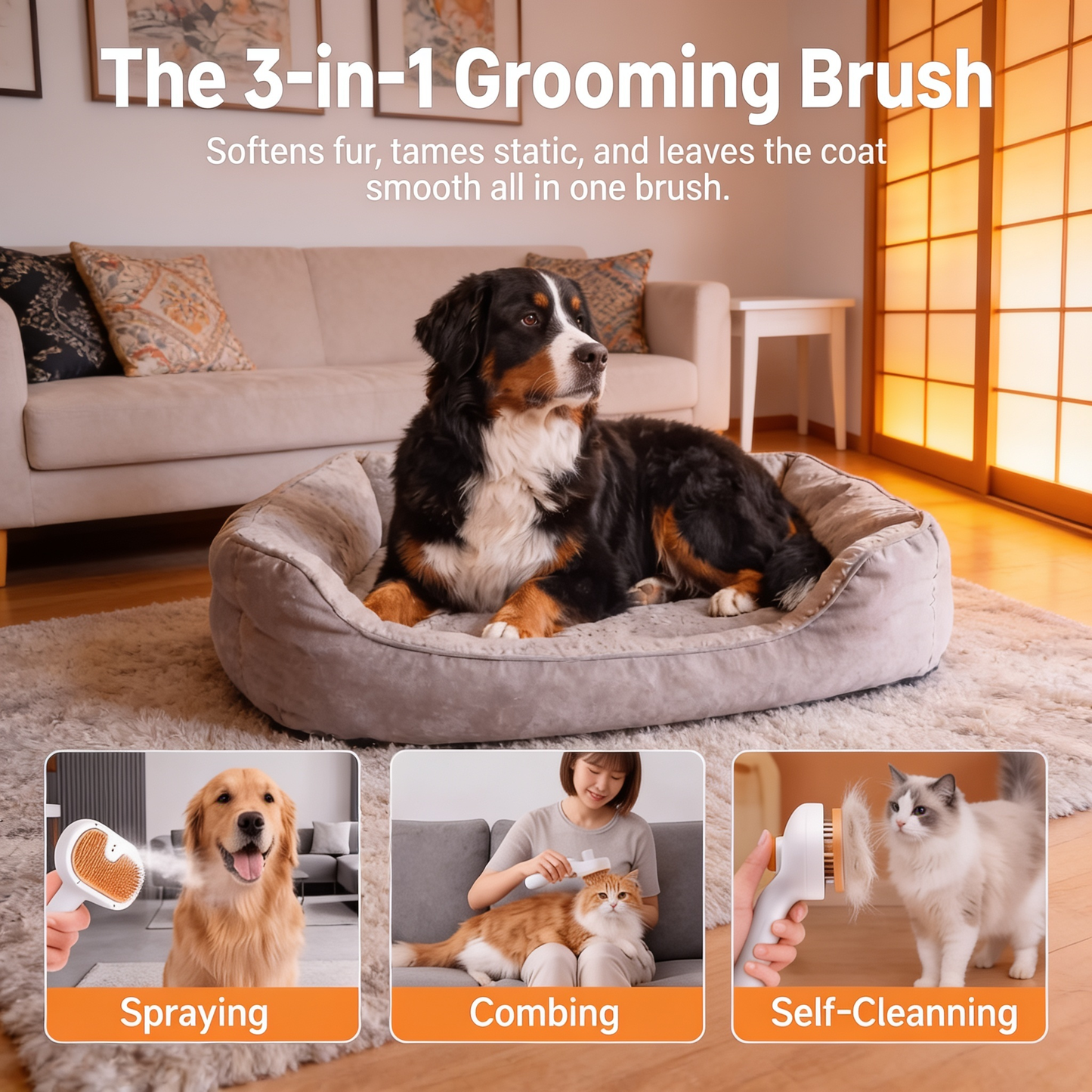 PawMist™ 3-in-1 Steam Brush for Cats & Dogs