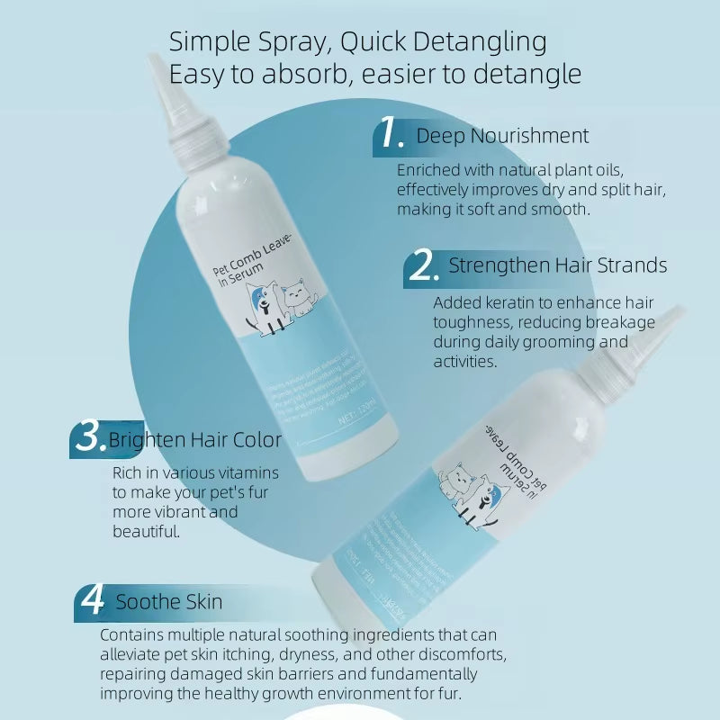USMILEPET Private Label Shampoo Pet Comb Leave-In Serum Plant Extract Smooths Detangles Waterless No Rinse Foaming for Dogs Cats